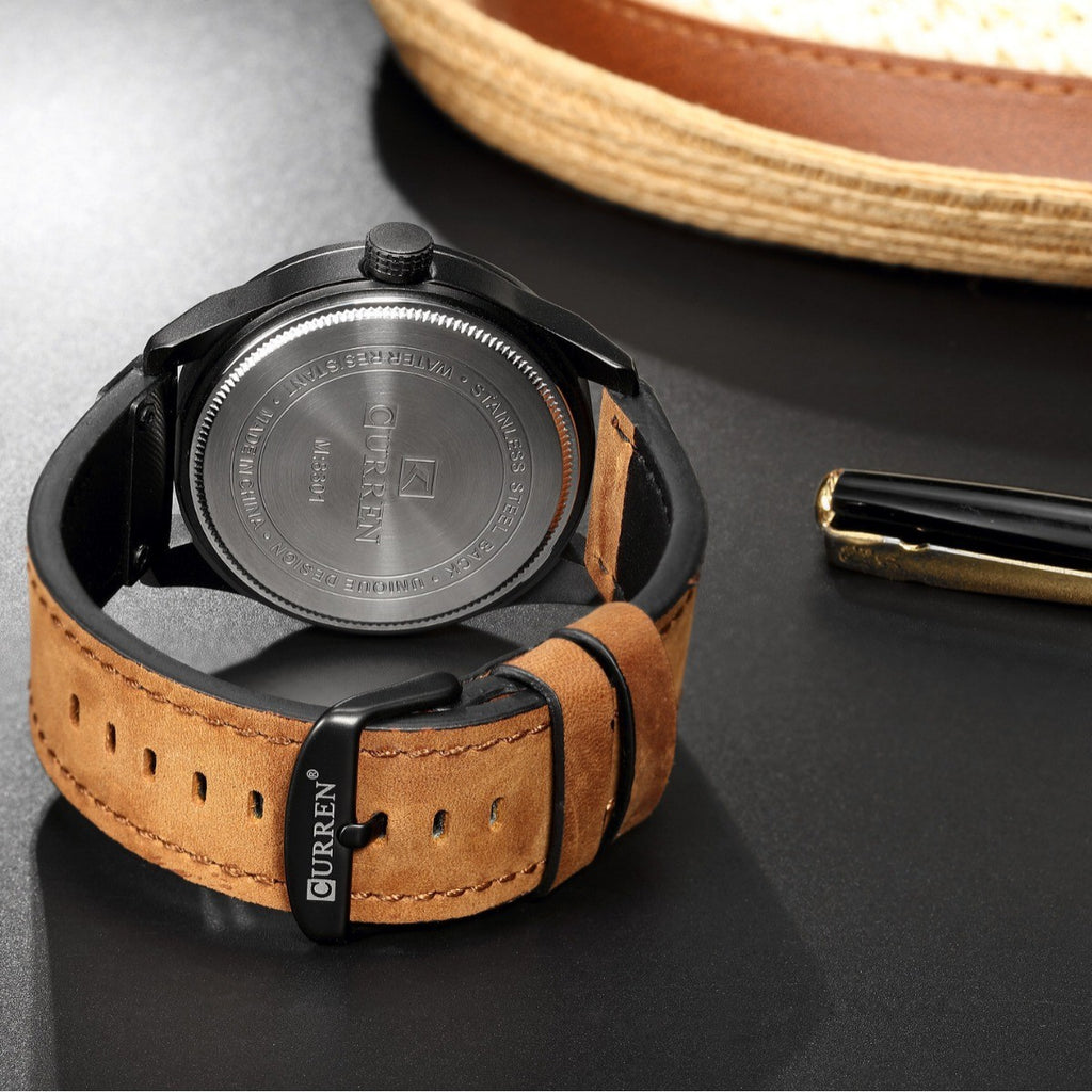 Curren Mens Calendar Leather Strap Watch