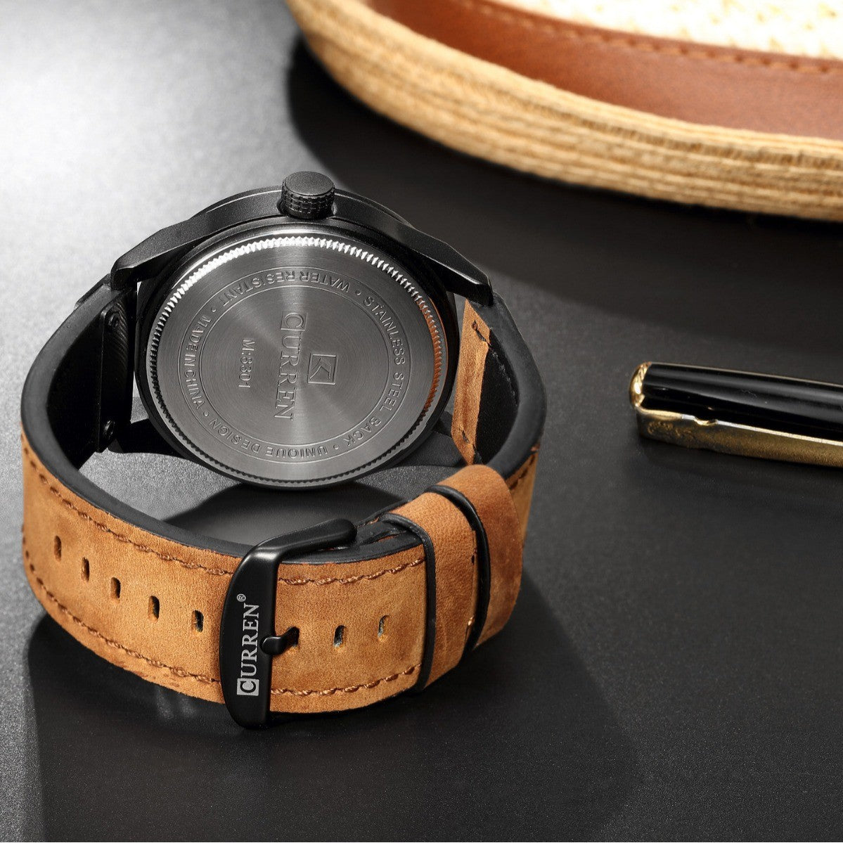 Curren Mens Calendar Leather Strap Watch