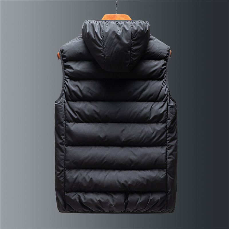 Men Hooded Cotton Vest Thickened Winter Outerwear