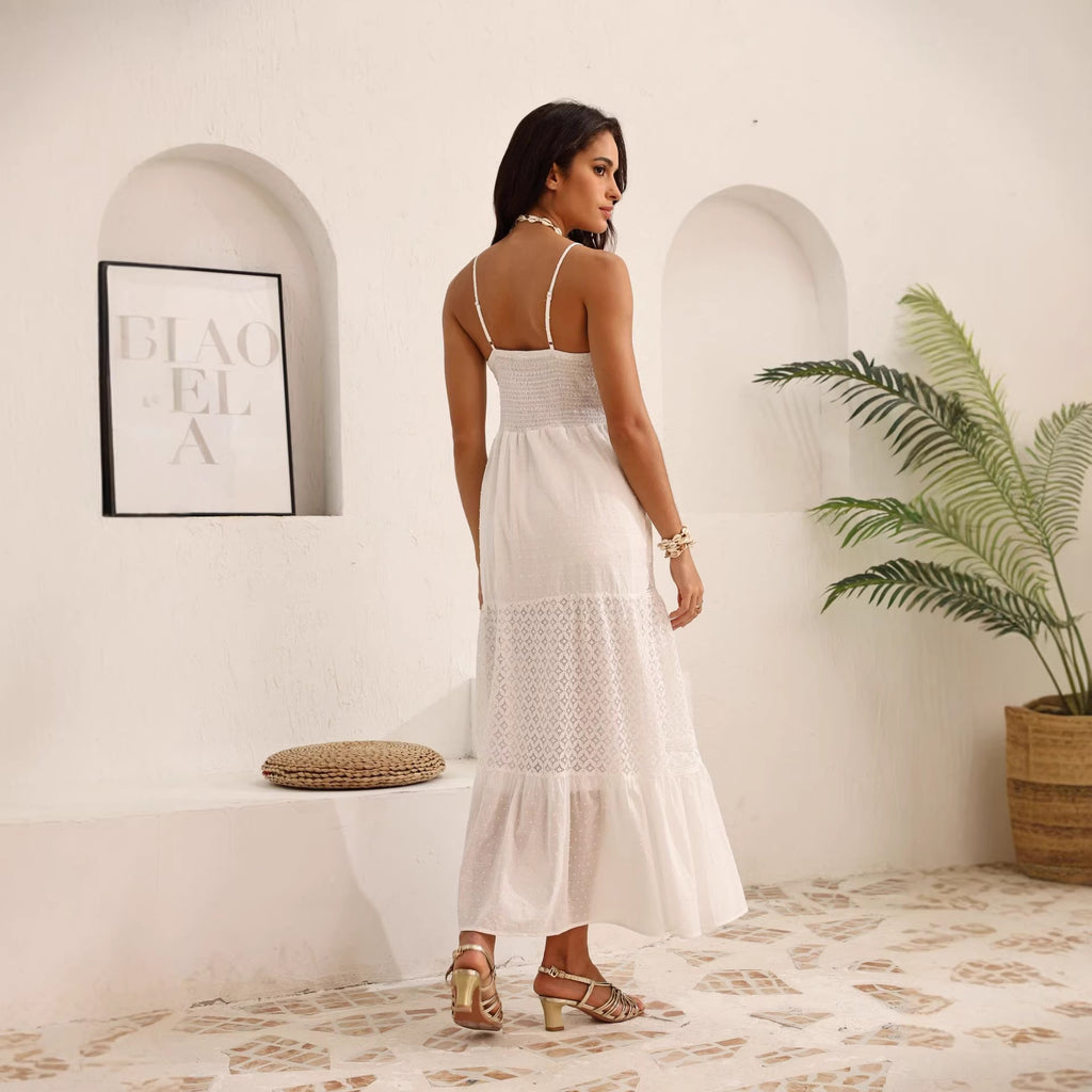 Bohemian Lace Trim Cotton Slip Dress