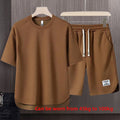 Men Waffle Knit Two-Piece Short Sleeve T-Shirt and Short