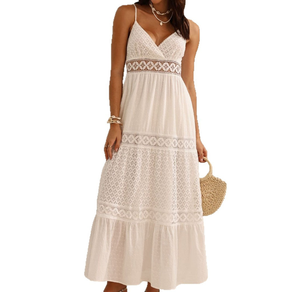 Bohemian Lace Trim Cotton Slip Dress