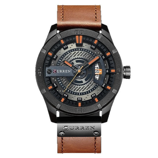 Curren Mens Calendar Leather Strap Watch