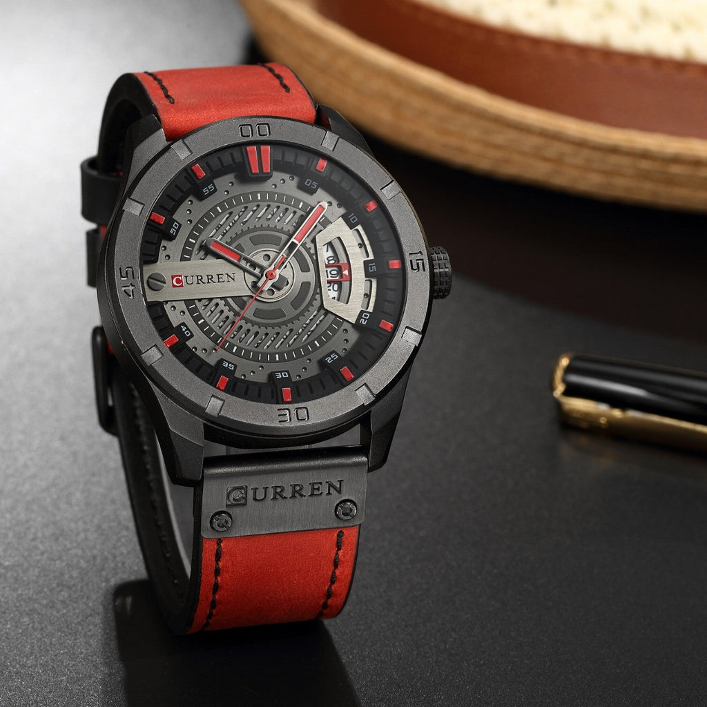 Curren Mens Calendar Leather Strap Watch