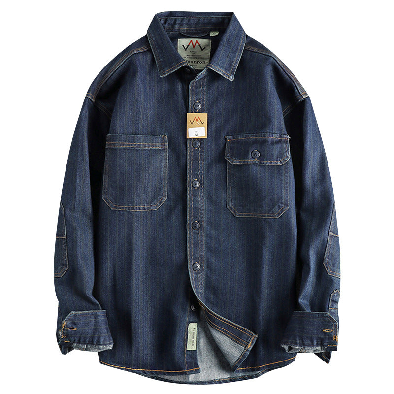 Retro Striped Denim Shirt Jacket