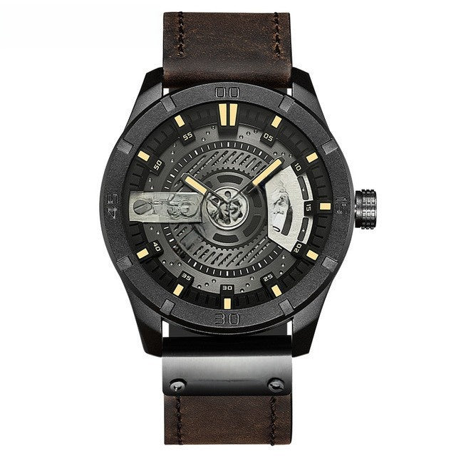 Curren Mens Calendar Leather Strap Watch
