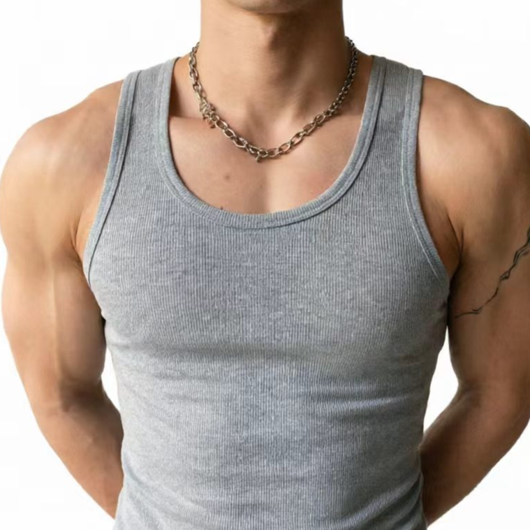 Mens Ribbed Cotton Fitness Vest