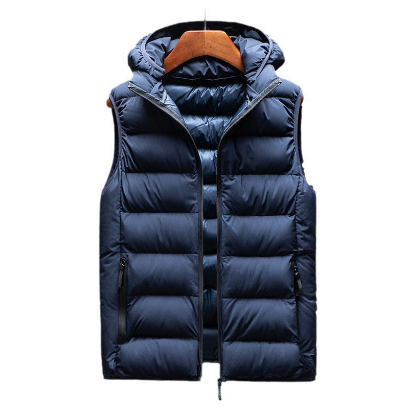 Men Hooded Cotton Vest Thickened Winter Outerwear