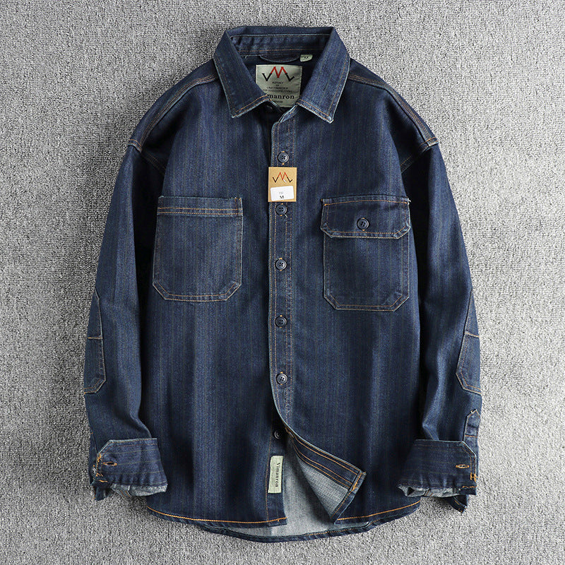 Retro Striped Denim Shirt Jacket